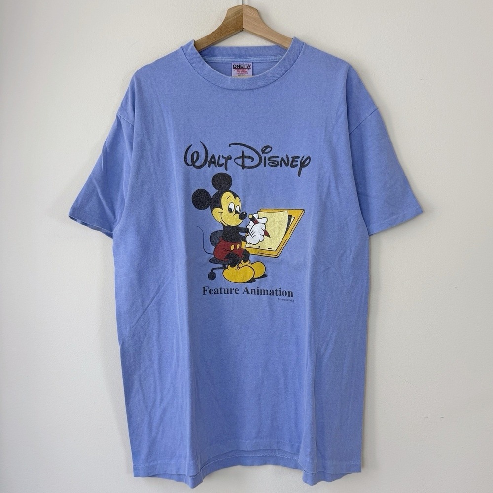 Vintage 90's Walt Disney World Feature Animation Staff Mickey Blue Tee Shirt - L